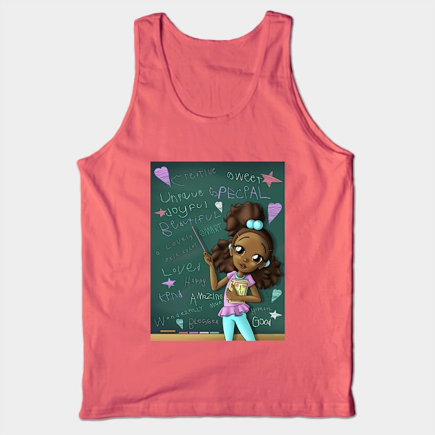 African American Girl Brown and Positive Words Tank Top by treasured-gift